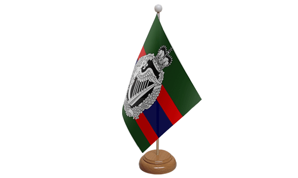 Royal Irish Regiment Small Flag with Wooden Stand